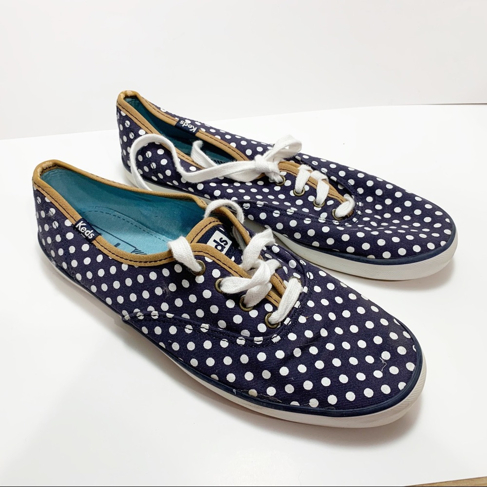 Keds navy blue and white polka dot size 7
